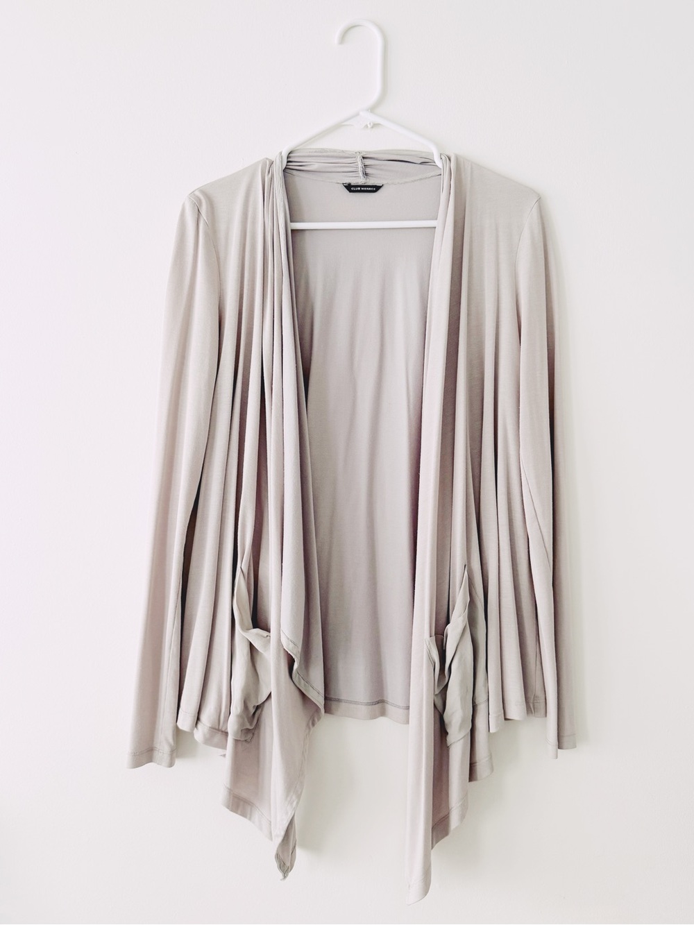 Club Monaco Lightweight Open Drape Cardigan Light Grey Med